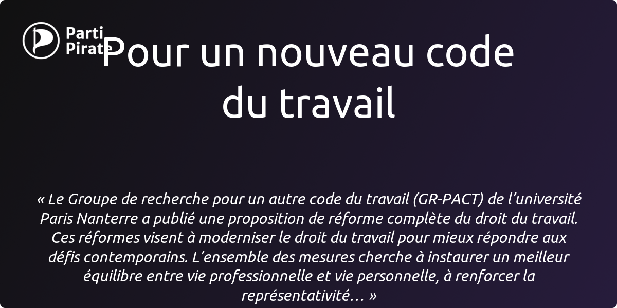 Parti Pirate - Pour un nouveau code du travail